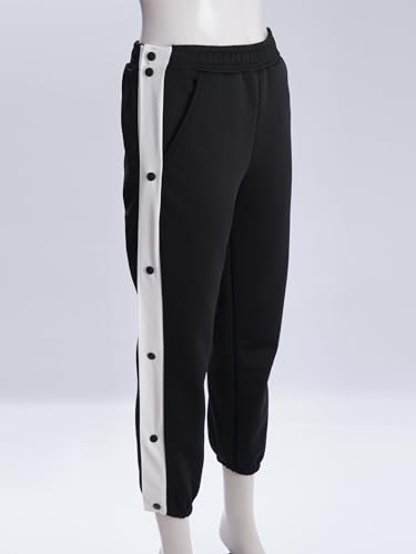 Kids Fleece-Lined Basketball Sweatpants Boys Side Split Press Button Pants Post Surgery Trousers3