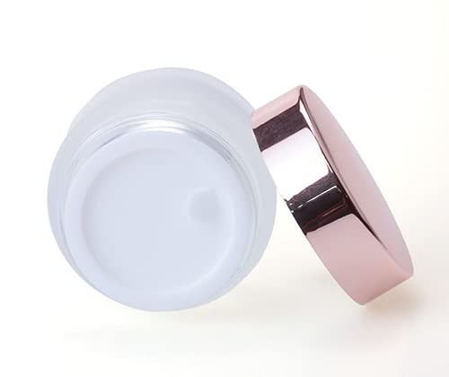 12 Packs 1 Oz/30ml Empty Jars Clear Frosted Glass Cream Jar Pot Bottles with Rose Gold Lids Refillable Cosmetic Container Glass Eye Cream Jar Pot for Face Lotion Eyeshadow Lip Balms …3