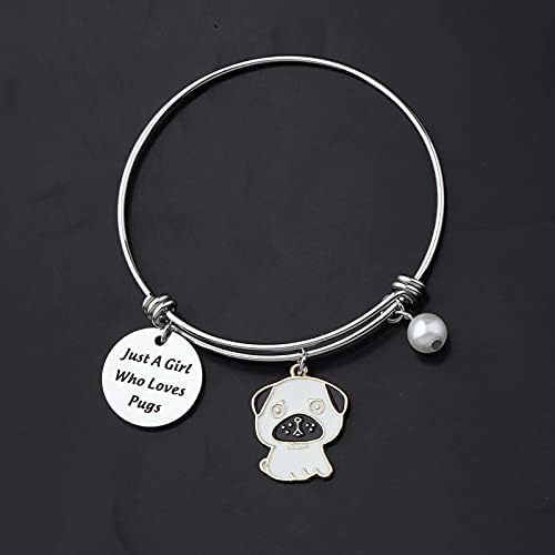Pugs Dog Bangle Jewelry Just A Girl Who Loves Pugs Bracelet Pug Mom Gift Dog Lover Gift