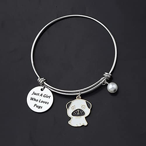 WSNANG Pugs Dog Bangle Jewelry Just A Who Loves Pugs Bracelet Pug Mom Gift Dog Lover Gift4