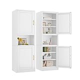pozdeg 67' Tall Narrow Storage Cabinet Metal Bathroom Cabinet with 2 Doors & 4 Adjustable Shelves, Standing Pantry Cabinets Cupboard for Kitchen, Dining Room, Living Room and Bathroom (White)