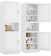 pozdeg 67" Tall Narrow Storage Cabinet Metal Bathroom Cabinet with 2 Doors & 4 Adjustable Shelves...