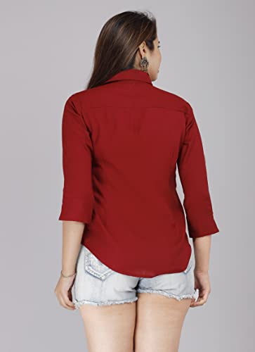 Image of Women Solid Shirt for Office & Casual wear | 3 /4th Sleeves Spread Collar