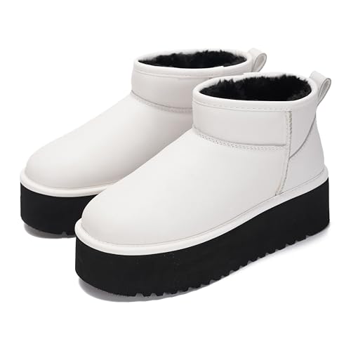 Image of Project Cloud 100% Genuine Leather Platform Ankle Boots for Women (Huggy) | Memory Foam Insole Lightweight Winter Booties - Womens Casual Footwear Fall Shoes - Fashionable Womens Boots with EVA Outsole