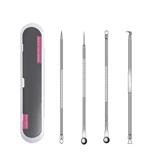 4 Pieces Blackhead Extractor Tool Used to Remove Acne and Zit Popper Tool on The Face Stainless Steel Blackhead Extraction Tool