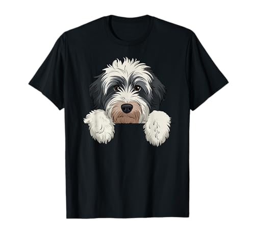Cute Bernedoodle Peeking Doodle Puppy Dog Lover Men Women T-Shirt