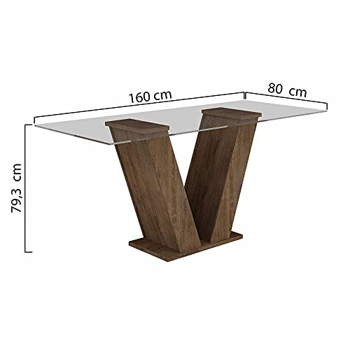 Conjunto Sala de Jantar Mesa Tampo de Vidro 6 Cadeiras Classic Cel Móveis Chocolate/animale Marrom 5