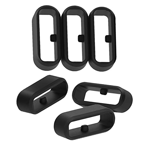 Fastener Rings Compatible with Fitbit Versa Versa 2 Versa 3 Versa SE Versa Lite Sense Bands(Pack of 6) Security Loop Holder Keeper Retainer Fixed Non-Slip Silicon Ring Connector Loops for Versa Smartwatch,Black