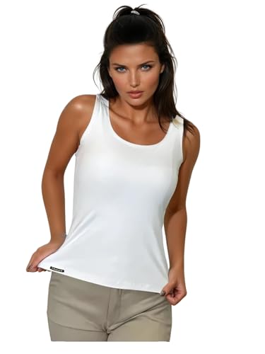 K2B Regata Feminina Alça Grossa Básica Poliamida Tecido da Legging Lisa Tamanho GG Cor Branco