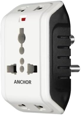 Anchor by Panasonic 6A 3 Pin Multiplug Travel Adapter with Universal Socket | 3 Pin Multi Plug Universal Socket (White)