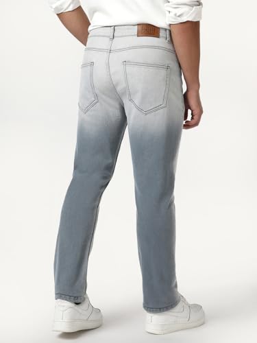 Image of Urbano Fashion Men's Straight Fit Heavy Washed Faded Denim Jeans Stretchable