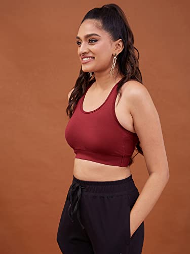 Image of NYKD Women's Everyday Cotton Padded Sports Bra for Gym /Running /Workout Full Support | Removable Pads | Wirefree | Full Coverage | Stretchable - NYK059