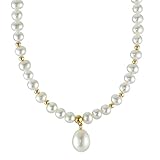  Collier 750/18 K Gelbgold Süsswasserzuchtperle, Länge (cm): 42 cm, Perlendurchmesser: 4 mm, Perlendurchmesser bis: 6.5 mm, Verschluss: Federring