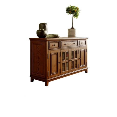 Aparador Aparador de Madera Maciza contra la Pared, Armario de Almacenamiento Retro, Armario for té, Muebles de Cocina, Armario Aparador con Cajones