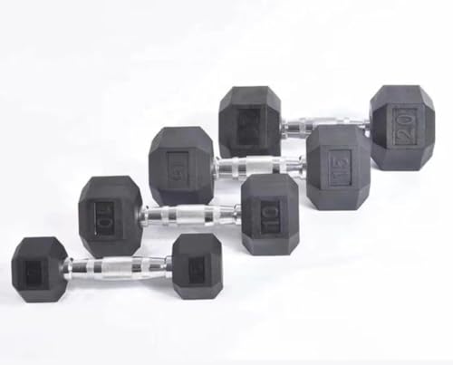 Mancuernas Hexagonales con Revestimiento de Goma 2,5-60 kg |Juego de Pesas | Mangos Cromados Ergonómicos | Ideal para Entrenamiento en Casa, Gimnasio, Crossfit y Fitness (1 ud. 7.5 Kg)
