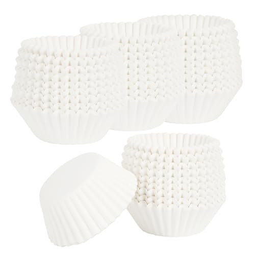 MilyaDE 1000 pirottini per muffin in carta bianca, per cupcake, resistenti al calore, grassi, 6 cm