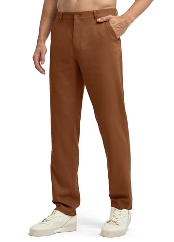 Image of Willit Men's Linen Pants Casual Linen Dress Pants Beach Summer Lightweight Trousers 28 inch 30 inch 32 inch