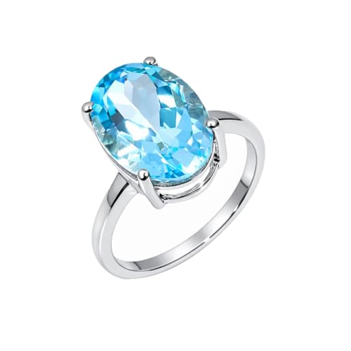 Bague topaze bleu ciel argent 925 anti-ternissement pour doigt fin US 3