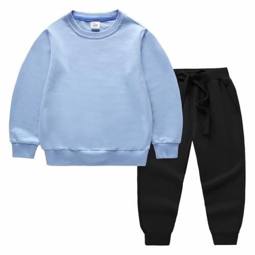 Toddler Baby Boys Girls Fleece Pullover Sweatshirt Solid Crewneck Blouse Tops Set Warm Shirt Joggers Fall Winter Clothes