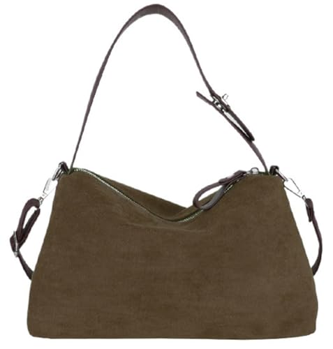 Image of Suede Shoulder Bags For Women Crossbody Bag Suede Tote Bag Satchels Slouchy Work Purses Crescent Handbag Fall Top Handle