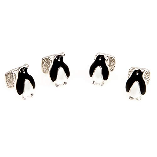 MRCUFF Penguin Black White Tuxedo Cufflinks & Studs Formal Set in Presentation Gift Box & Polishing Cloth4