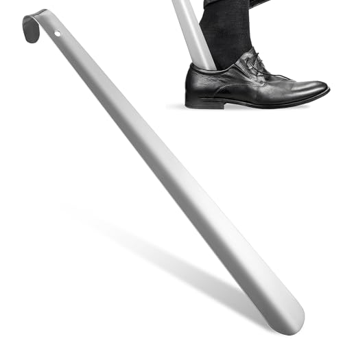 minkissy Calzador con mango largo para personas mayores, varilla de acero inoxidable de 16,5 l, para hombres y mujeres, calzador largo de metal para botas, herramienta diaria fácil de usar