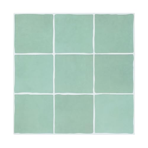 Square Peel and Stick Backsplash - 12”x12” Waterproof Self-Adhesive Wall Tiles - Realistic Ceramic Look Stick on Tiles for Kitchen, Bathroom (10 Sheets, Sage Green)