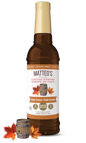 Sirop café Matteo's Barista sucre gratuit Érable Bourbon, 25,4 oz