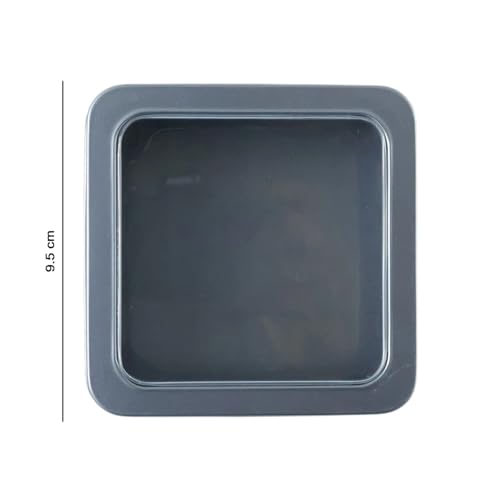 Image of 1Pc Metal Storage Tin Box with Transparent Window Lid | Square /Round Multipurpose Container for Cookies, Tea, Spices & Gift Packing | Medium Size | FREE Mobile Stand