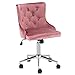 VINGLI Velvet Office Chair - Modern Upholstered Desk Chair with Adjustable Height, Tilting Mechanism, and Rolling Wheels - Pink