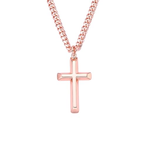 Heavenly Metals Copper Cross Necklace for Men & Boys 99.9% Pure Copper Cross Pendant & Chain That Develops Natural Patina 18 to 24 Length USA Faith-Based Brand