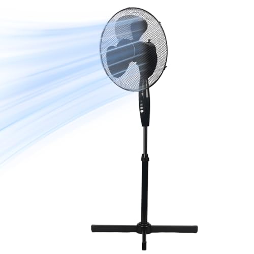 Yesuitme Pedestal Fan 16 inch Cooling Fans Standing Fan with 3 Speed Setting Adjustable Height Tilt Angle for Living Room Bedroom Home FS40-3 (Black)
