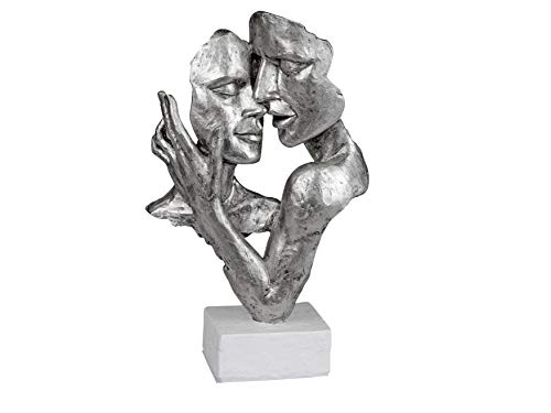Lifestyle & More Sculpture Buste décorative Exclusive Paire de céramique Blanc/Argent Hauteur 32 cm