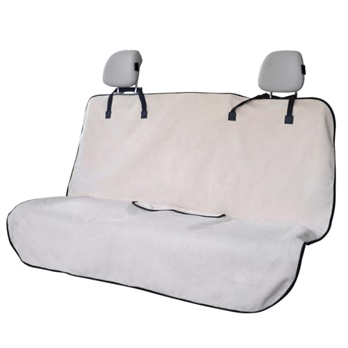 Image of Back Seat Cover for Car Trucks Van SUV Jeep,Waterproof Rear Bench Towel Seat Covers for Dogs and Kids,Automotive Backseat Protector (Off-White)