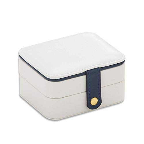 Harddo Travel Jewelry Box, Organizador de joyas de doble capa Pequeño estuche de cuero de PU con espejo para mujeres y niñas Pendientes Anillos Collarv