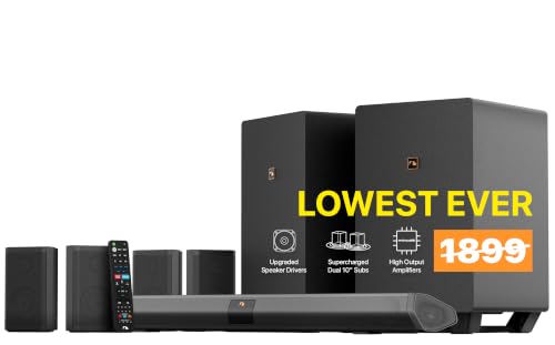 Nakamichi Shockwafe Ultra 9.2.4 Channel Soundbar System with Dolby Atmos/DTS:X, Dual 10' Subwoofers, 4 Rear Surround Speakers, 1300 Watts Max Output Power