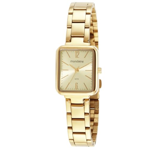 Mondaine Relógio Feminino Quadrado Casual Dourado