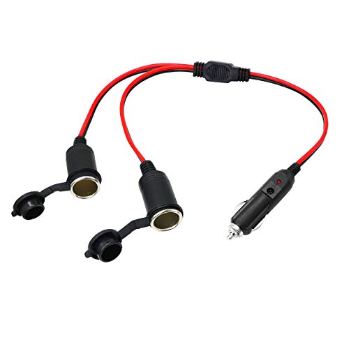 Car Cigarette Lighter Cable,SinLoon 1 to 2 Car Cigarette Lighter 12v 24v Power Charger Adapter 2 Way Socket Splitter Female Socket Plug Connector Extension Cable Car Accessory Connector Outlet（1to2）