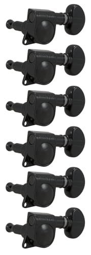 Grover Mid-Size Rotomatics Guitar Machine Heads, Set of 6, Black Chrome, 305BC6