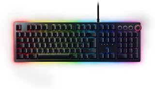 Razer Huntsman Elite (Purple Switch) - Gaming Keyboard with Opto-Mechanical Key (Multi-function Numeric Button, Integrated Hybrid Memory, RGB Chroma, Ergonomic Wrist Rest) - UK Layout | Black
