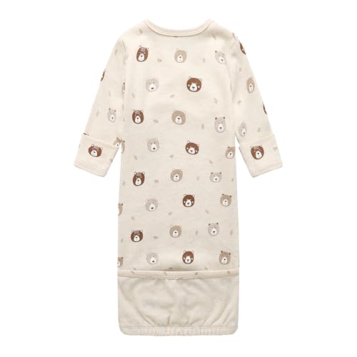 Image of O2 BABY 100% Organic Cotton Kimono Gown with Mittens & Fold-Over Pouch