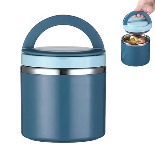 chiquieray Termo de acero inoxidable para alimentos, a prueba de fugas, térmico, 1 L, recipiente térmico para alimentos, recipiente térmico con asa (azul)
