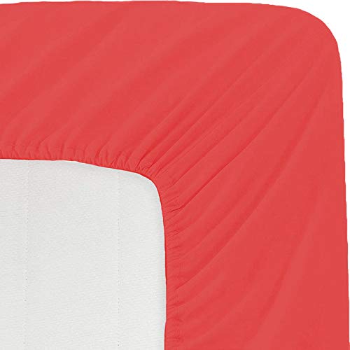 Image of Sweet Dream's 750 Collection Egyptian Cotton Fitted Bedsheet 4 to 12 Inch Matress 15 inch Drop King Size Bed (72x72) Inches (6 by 6) Feet + 2 Pillow Covers (18x28), Blood Red