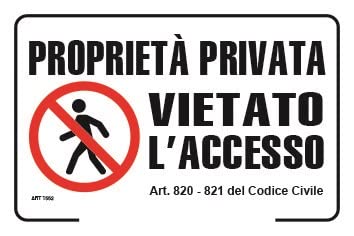 NEW CARTELLO SEGNALETICO - Proprietà privata