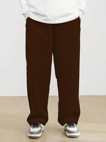 Image of The Goal Studio Men's Premium Corduroy Wide-Leg Trousers | Retro Textured Baggy Sweatpants | Korean Minimalist Relaxed Fit Joggers | Stretchable Lower | Y2K