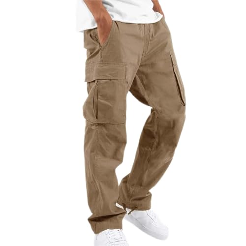 Baggy Cargo Pants Men Drawstring Athletic Work Joggers with Multi Pockets Loose Fit Casusal Hiking Pants