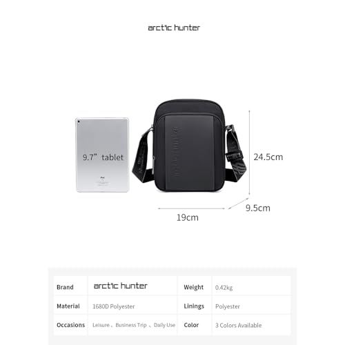 Arctic hunter Crossbody Bag for Men, Compact 6L Sling Bag with Water-resistant Material, Multi-Pocket Anti-Theft Design, Adjustable Strap for Travel, Daily Use, and Office - k00542-Grey