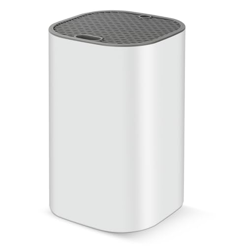 Voency Knife Block Without Knives,Universal Knife Block Holder with Scissors Slot, Sharpening Bar Slot,Detachable Kitchen Knife Holder for Easy Cleaning Space Saver White