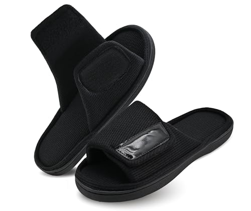 Image of Panda Bros Adjustable House Slippers for Men Soft Open Toe Breathable Indoor Outdoor Slip on Slides Slippers with Memory Foam for Home Bedroom