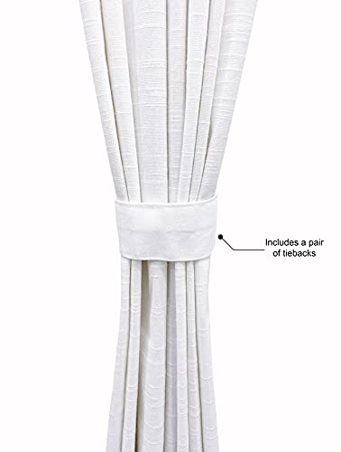 Hausattire Cotton Curtains 50X108 Inches - (White, Set Of 2) Textured Fabric Back Tab Curtain Panels For Living Room, Kitchen, Farmhouse Slub Duck Window Curtains #TOP4